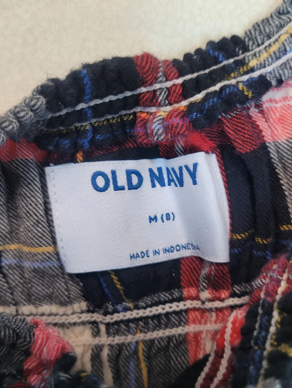 Old Navy Girls Plaid Dress in Red, Black & White Flannel, Smock Bodice, Size 8